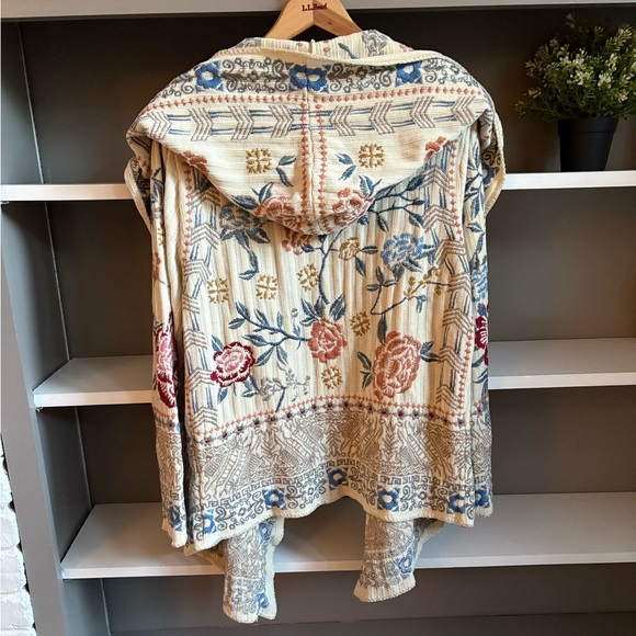 Johnny Was  Biya Floral Knit Cardigan Chenille Beige Boho - Picture 9 of 16